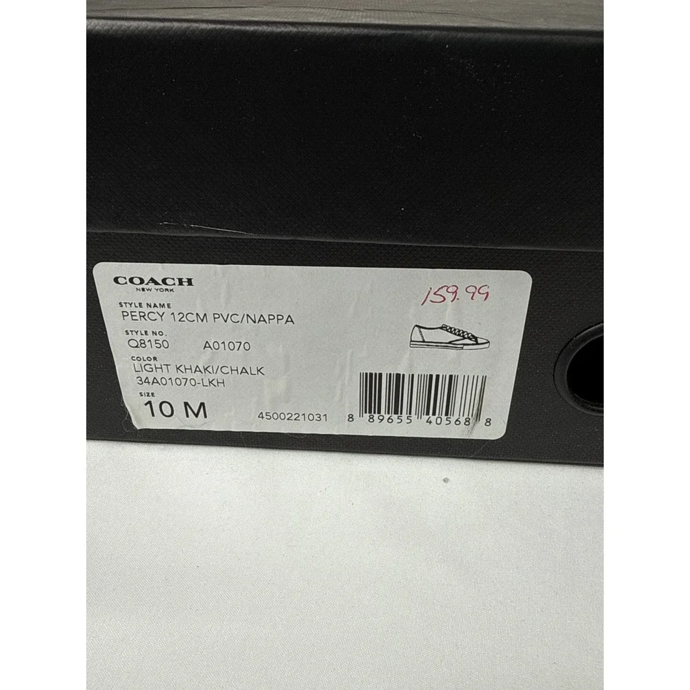 Coach Percy 12CM PVC Nappa Sneakers Light Khaki Chalk Q8150 Womens 10 M